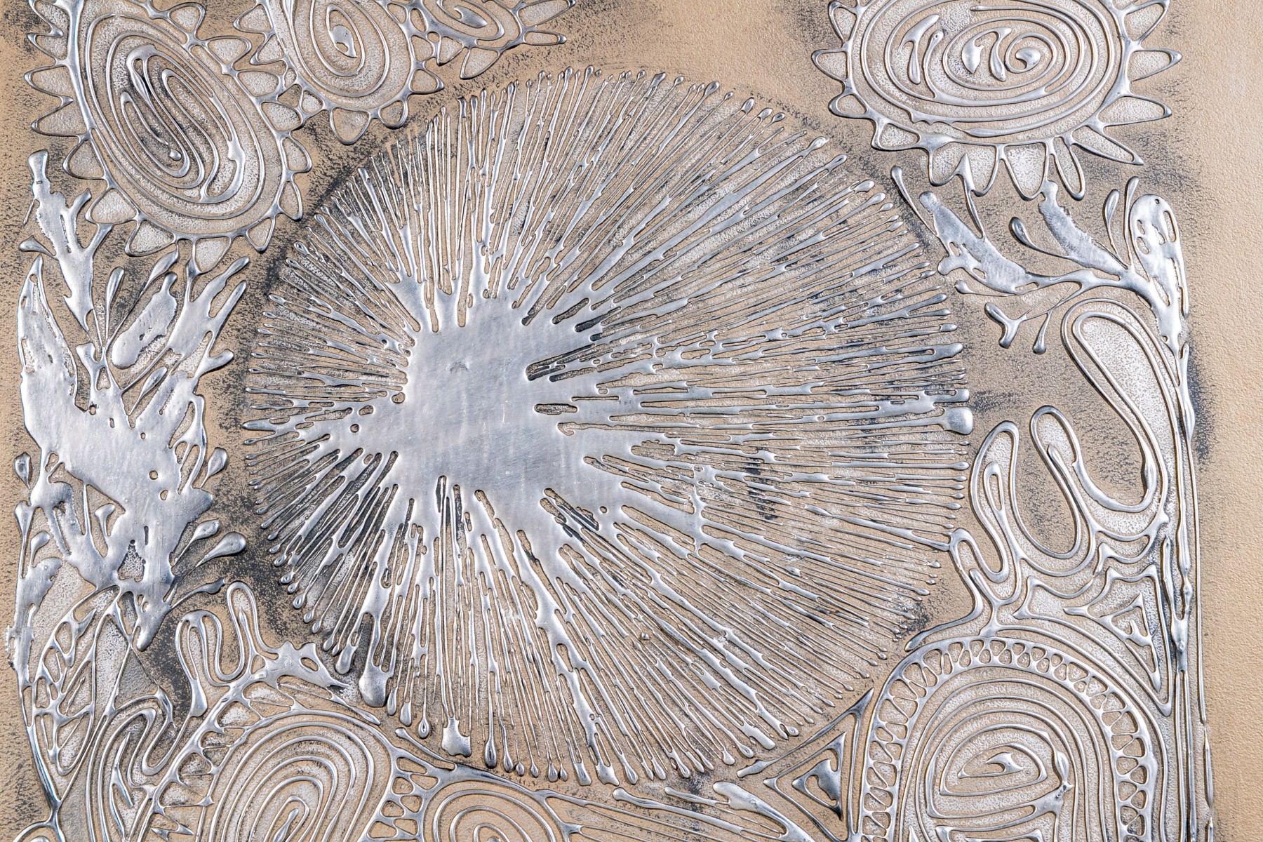 Joel Zaretsky | 1974 Mid Century Mixed Media Metallic Art By Joel ...