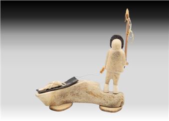 Walrus Tusk & Whale Bone Seal Hunter Diorama - Robert Apatiki