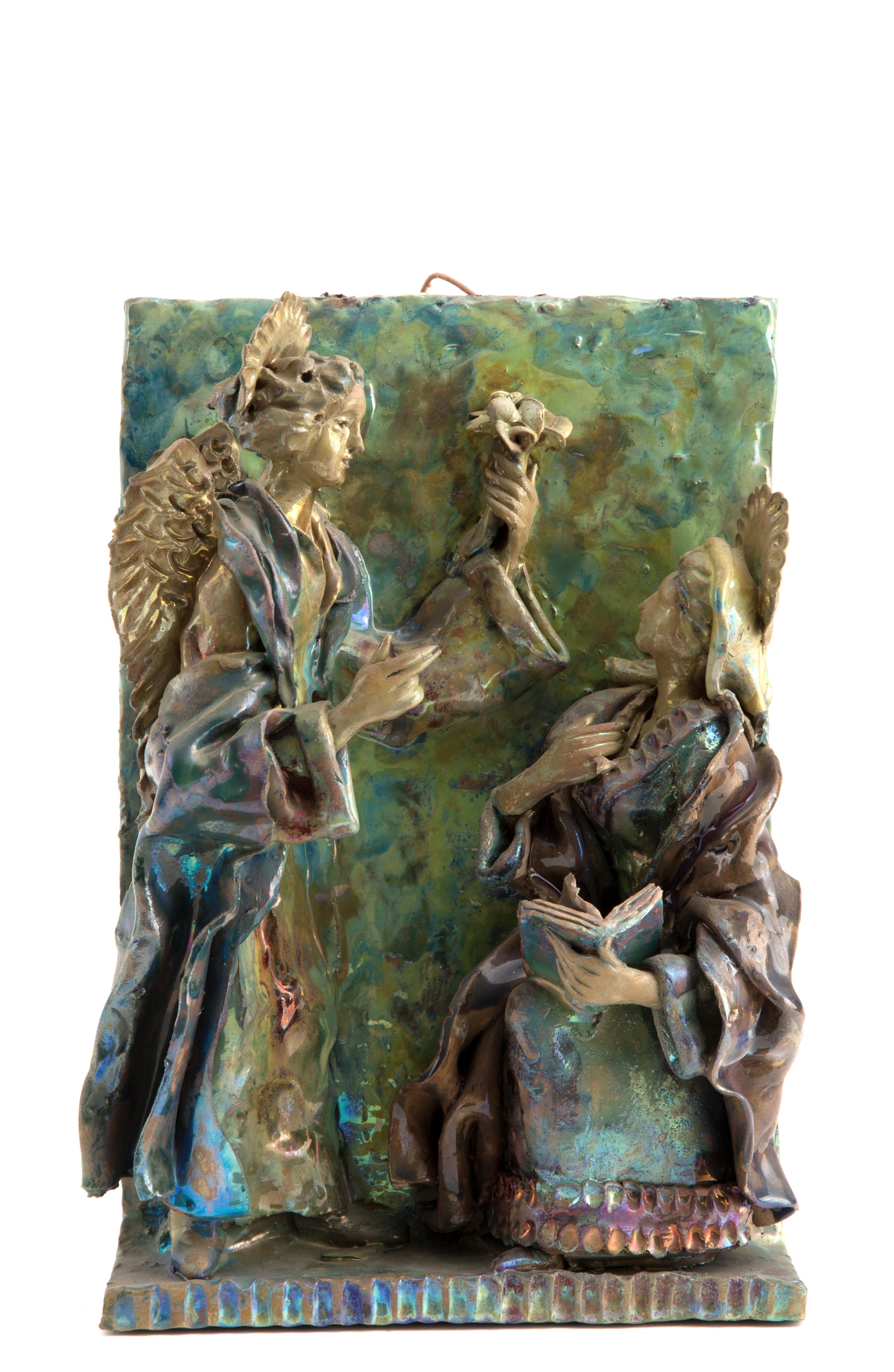 Artwork by Giuseppe Bonaccorso, Glazed plaque "ANNOUNCEMENT". Caltagirone, Made of Glazed terracotta plaque