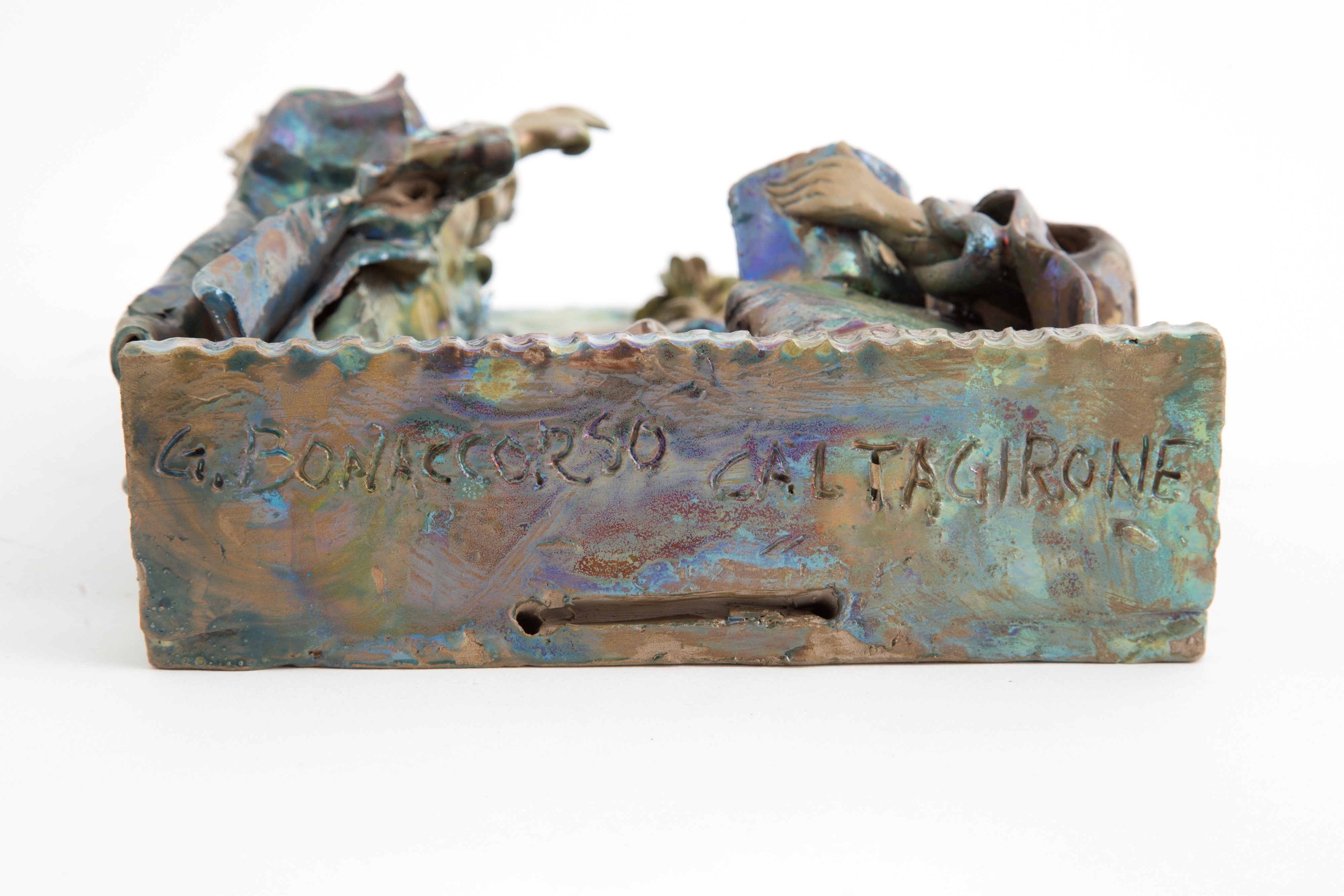 Artwork by Giuseppe Bonaccorso, Glazed plaque "ANNOUNCEMENT". Caltagirone, Made of Glazed terracotta plaque