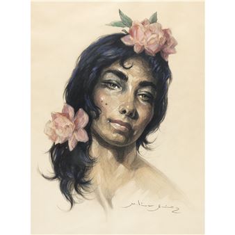 Gitana con rosas - Emilio Molina Nunez