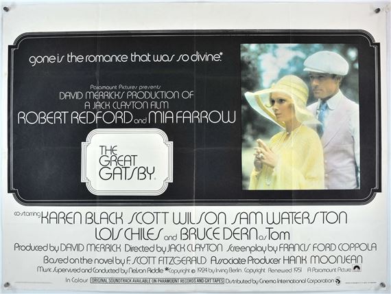 The Great Gatsby (1974), British Quad, 40 x 30 inches, folded, printed by W.E. Berry by Robert Redford
