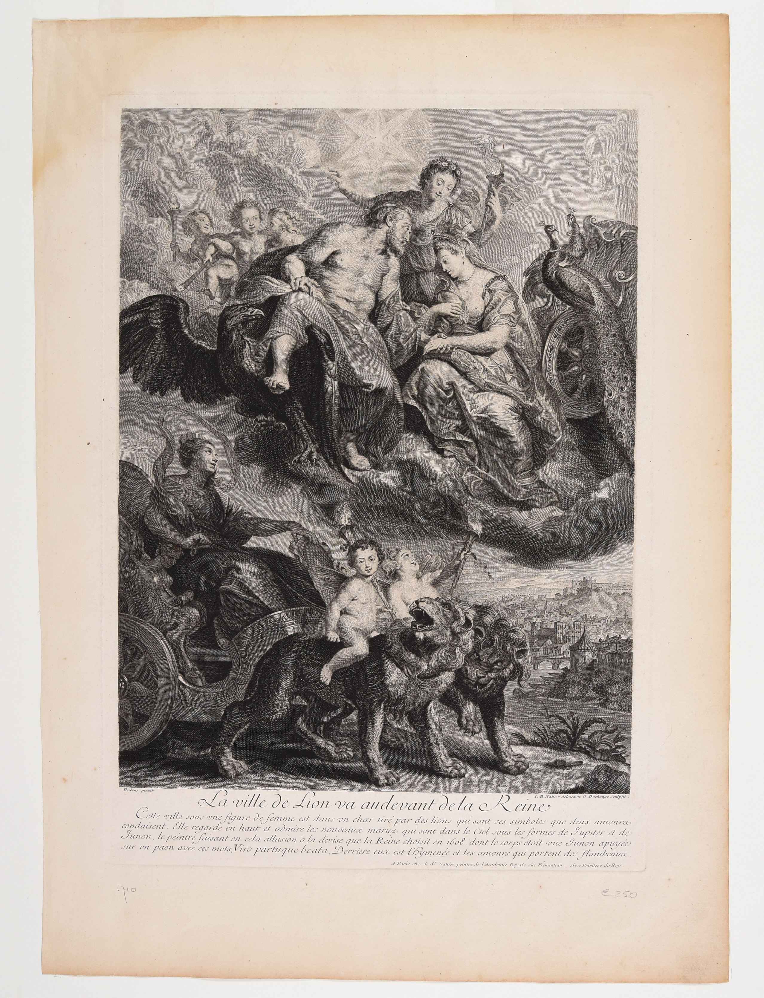 Artwork by Peter Paul Rubens, Jean Baptiste Nattier, Gaspar Duchange, The arrival of Maria de' Medici in Lyon, Made of Engraving