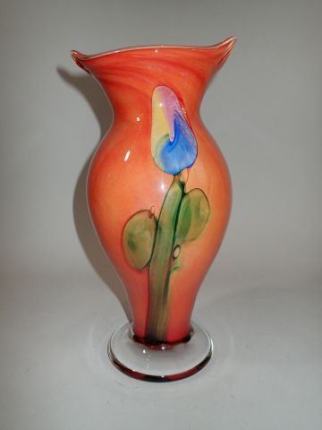 René COURSON (1940-2012). Vase en verre marmoréen by René Courson
