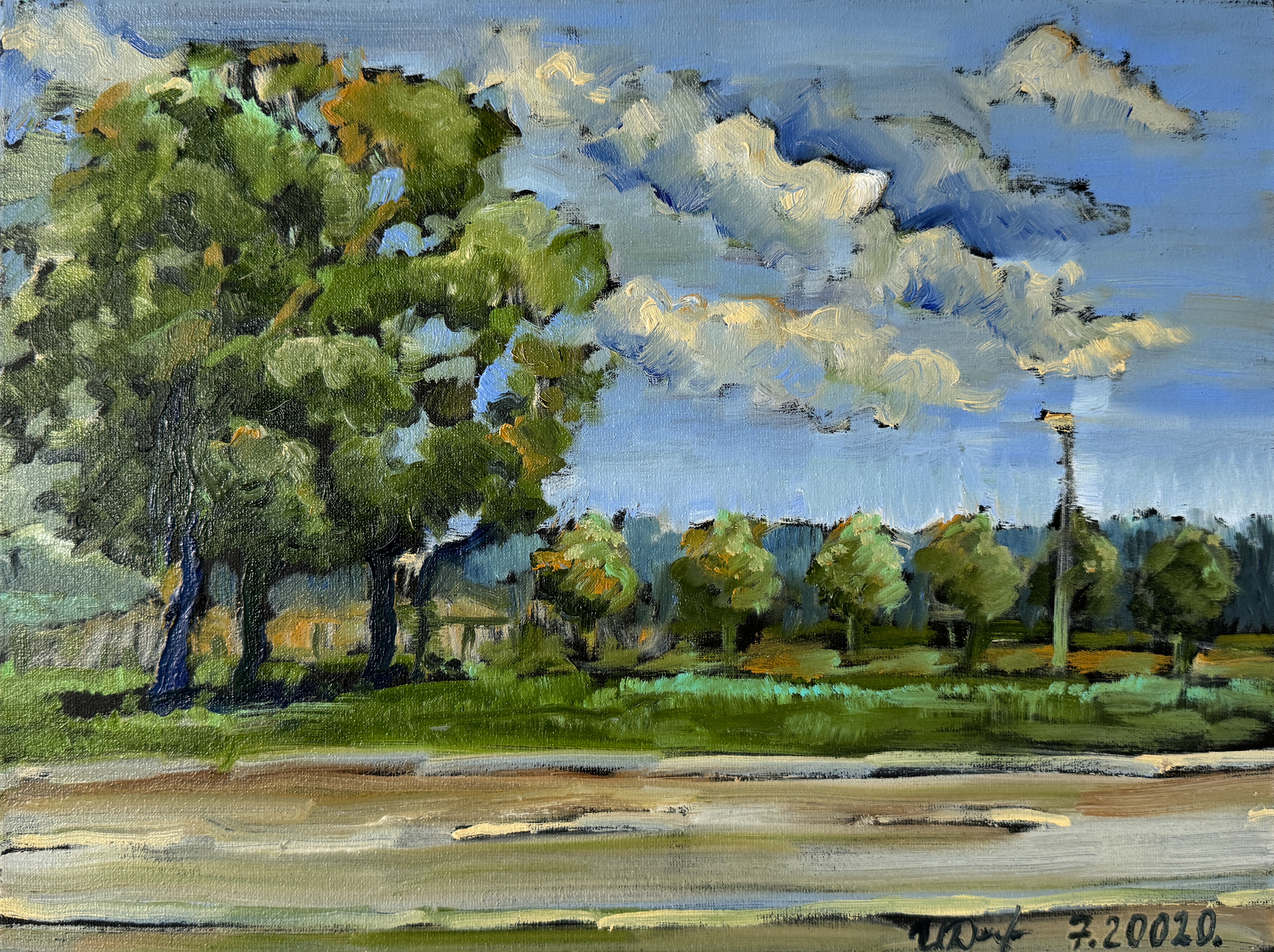 Artwork by Inta Gloda, Gloda, Inta - "Tree beside the road" - 2020, Made of Oil on canvas