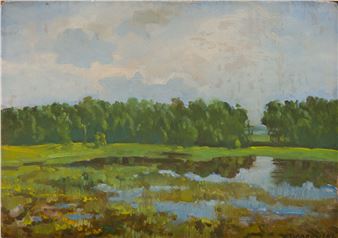 Landscape with a spillway - Ludwik Grabowski