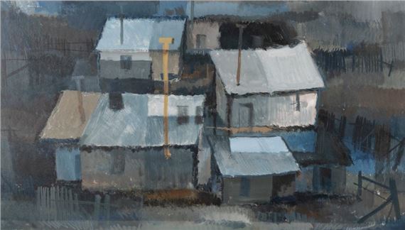 Rut Hanselmann | 20th Century, Cubist Composition of Rooftops (20th ...