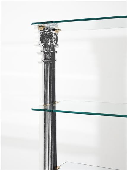 Etagere with four shelves supported by two shapes of Corinthian columns by Barnaba Fornasetti, 1996