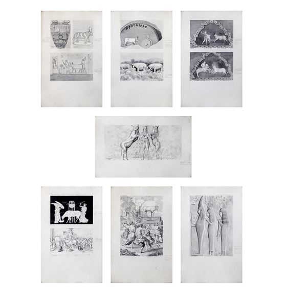 CONJUNTO DE 12 DIBUJOS DE ESCENAS DEL MUNDO ANTIGUO (S.XX by Jose Maria Fernandez Pinar, 1884