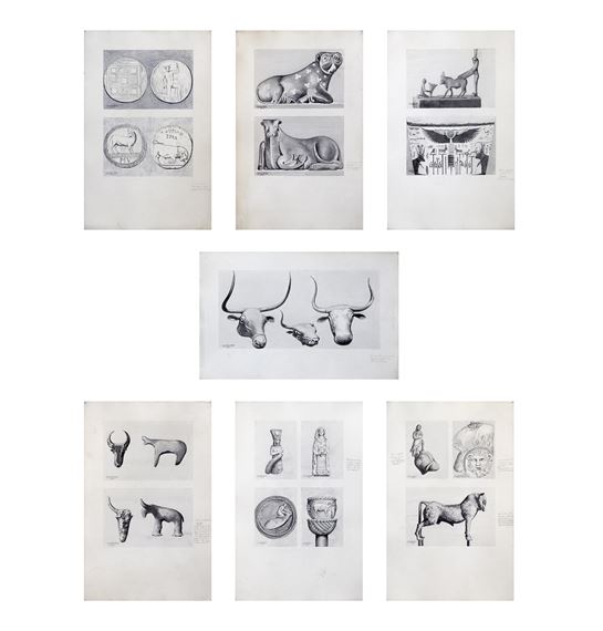 CONJUNTO DE 16 DIBUJOS DE PIEZAS ARQUEOLÓGICAS (S.XX by Jose Maria Fernandez Pinar, 1884