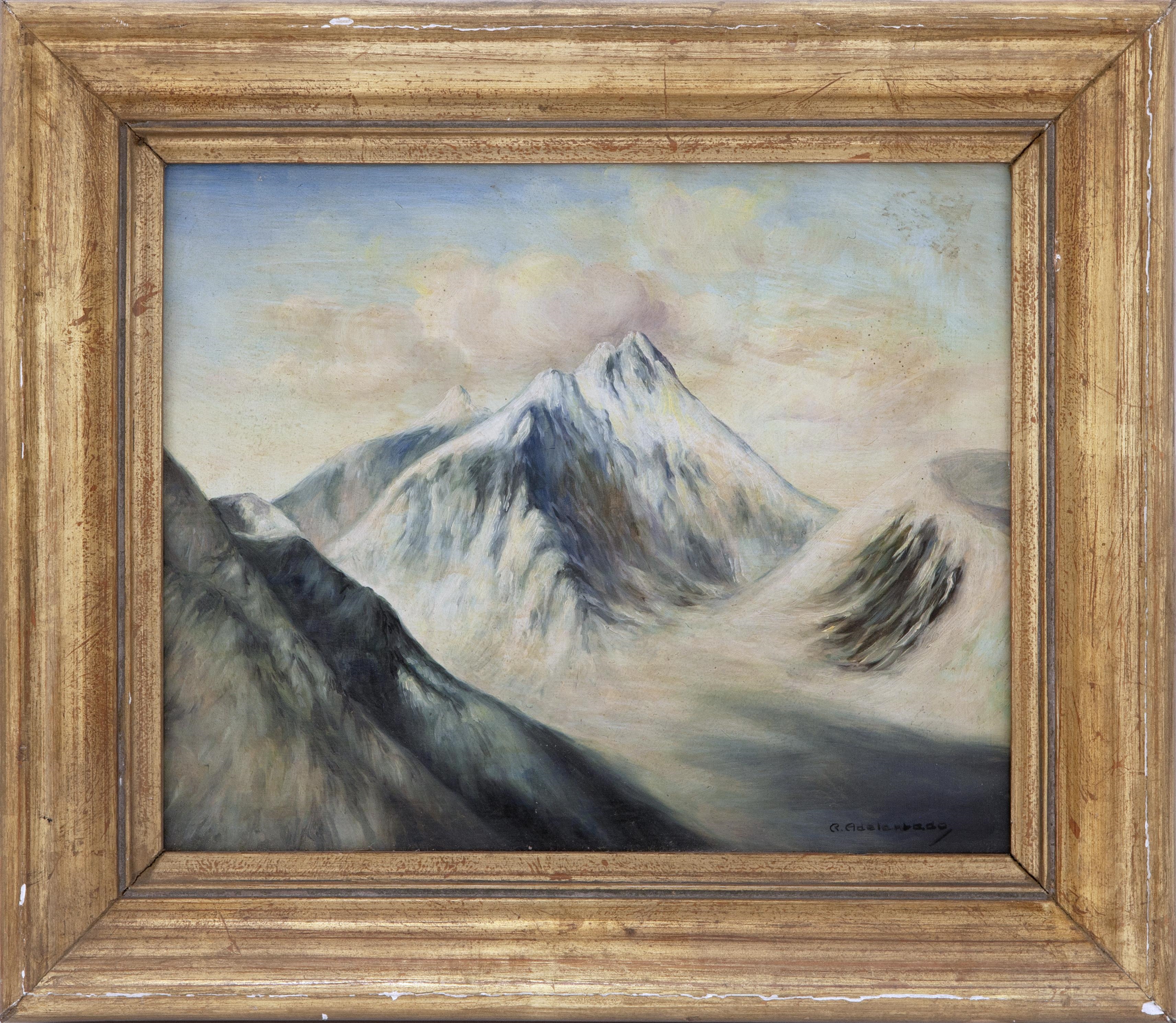Artwork by R. Adelarbado, PAISAJE MONTAÑOSO, Made of oil on board