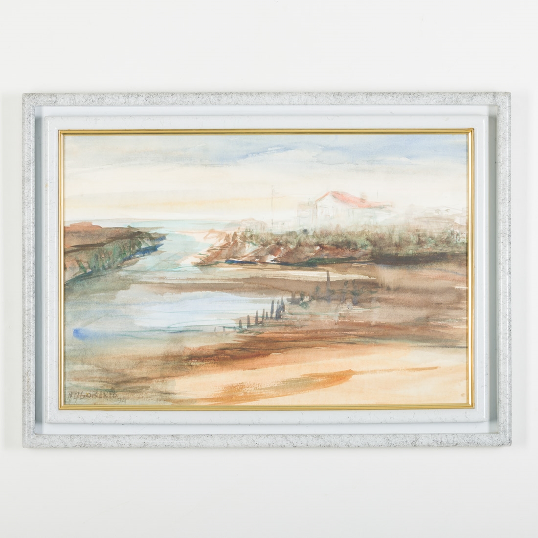 Artwork by Dagoberto Silva, Paisagem costeira com casa