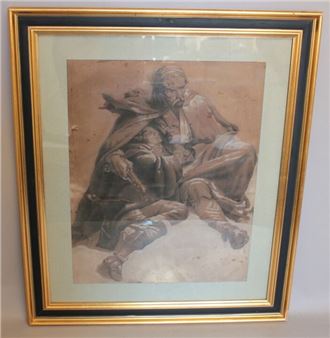 LAGARRIGUE (?) "Soldat de Napoléon blessé" Dessin signé en bas à gauche - 47 - Pierre Lagarrigue