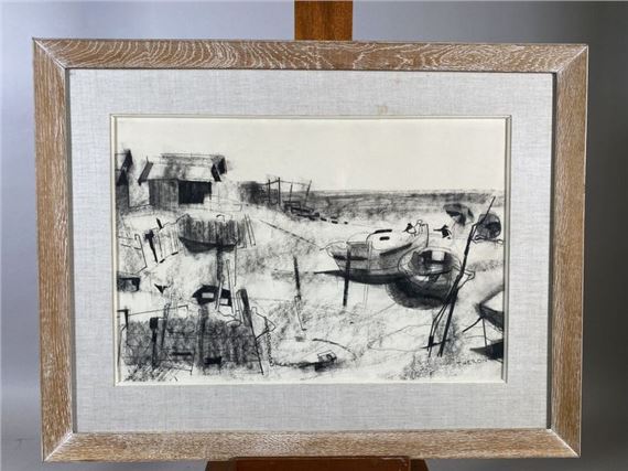 Pierre THERON (1918-2000) Spring in Arcachon Charcoal signed lower right by Pierre Theron