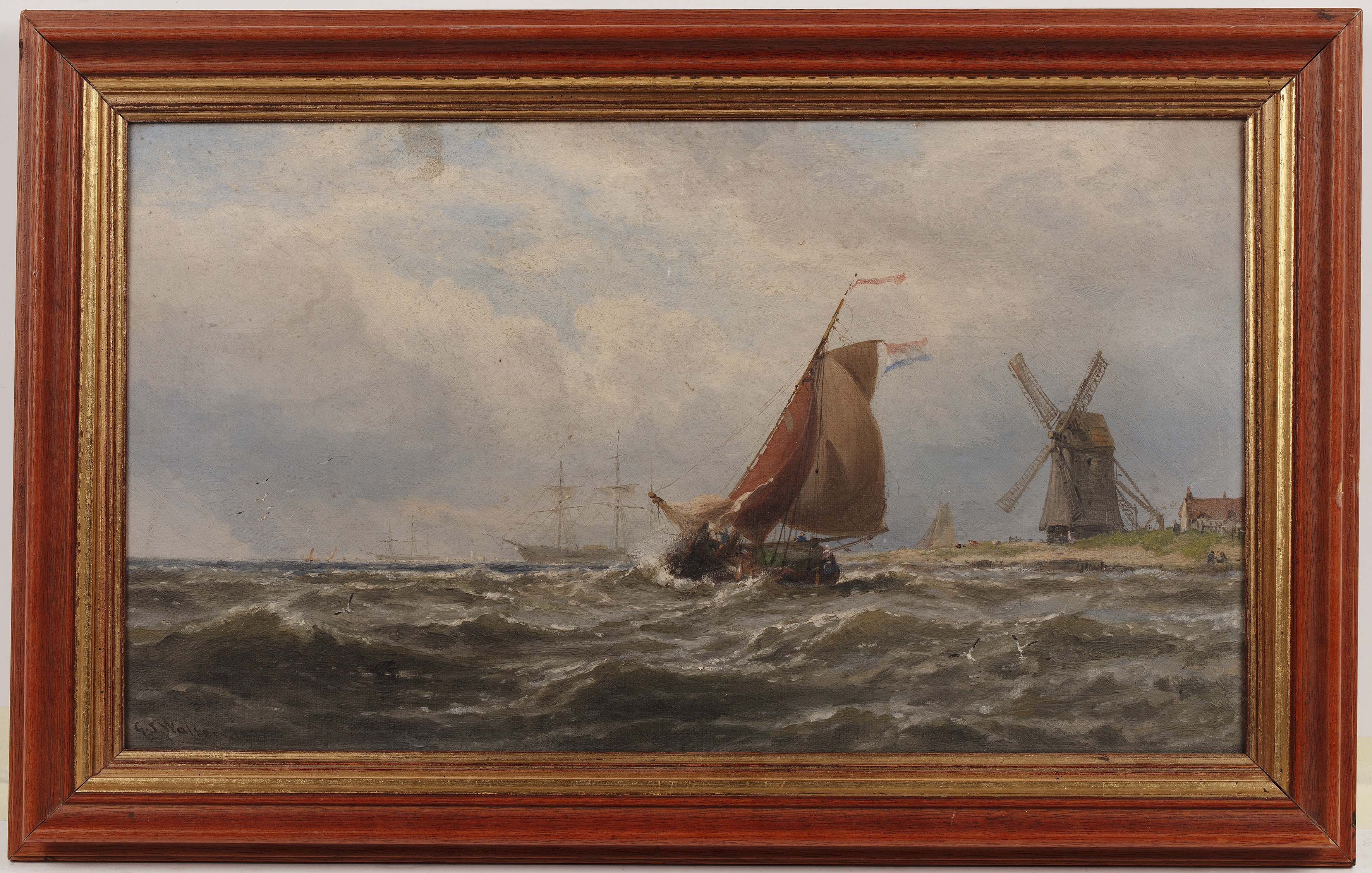 George Stanfield Walters | oil on canvas of sailboats at sea, signed ...