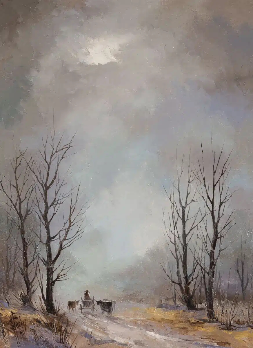 Artwork by Josef Łącki, PEJZAŻ JESIENNY, Made of Olej, płótno