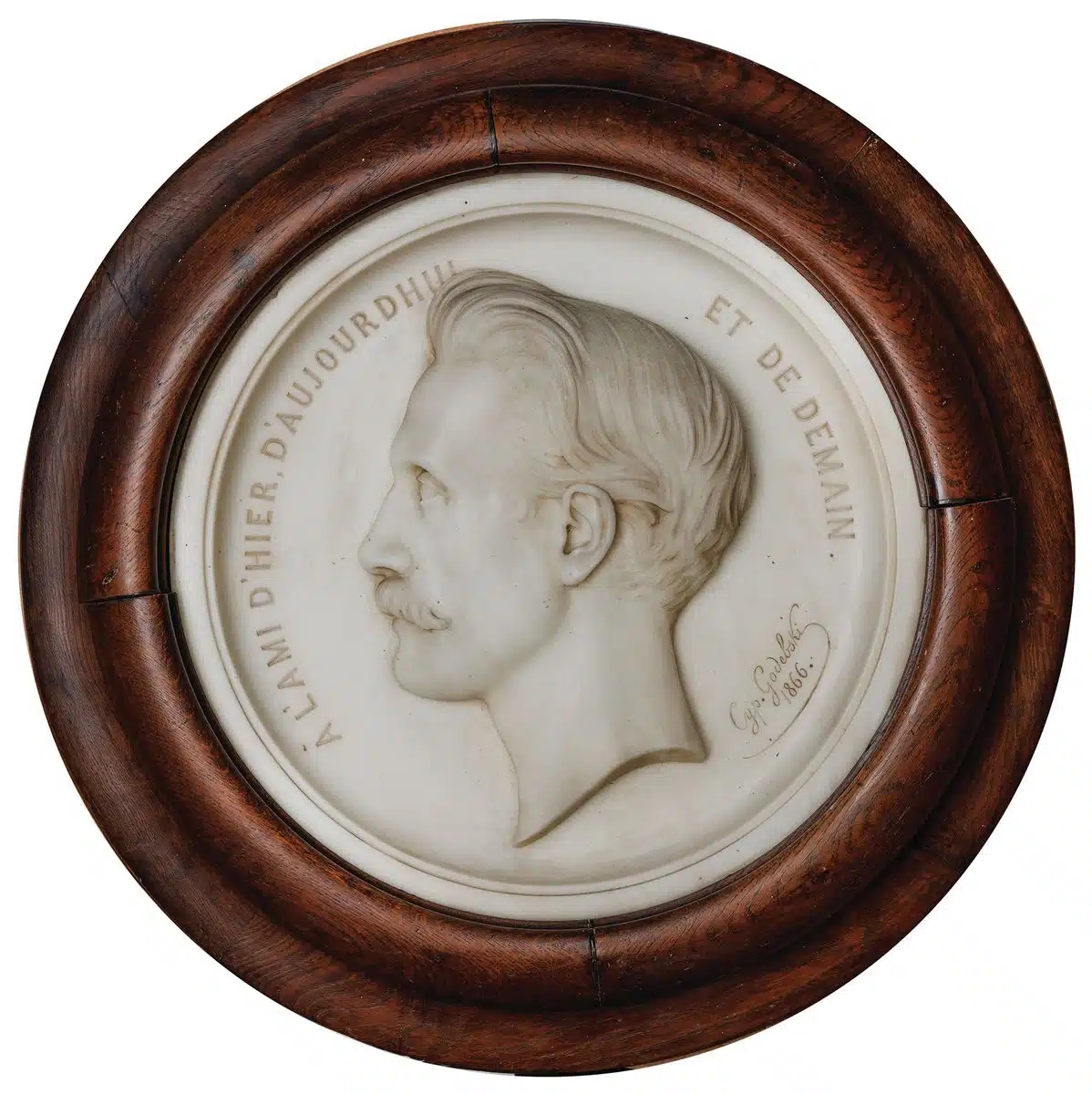 Artwork by Cyprian Godebski, AUTOPORTRET, Made of Tondo, relief, marmur