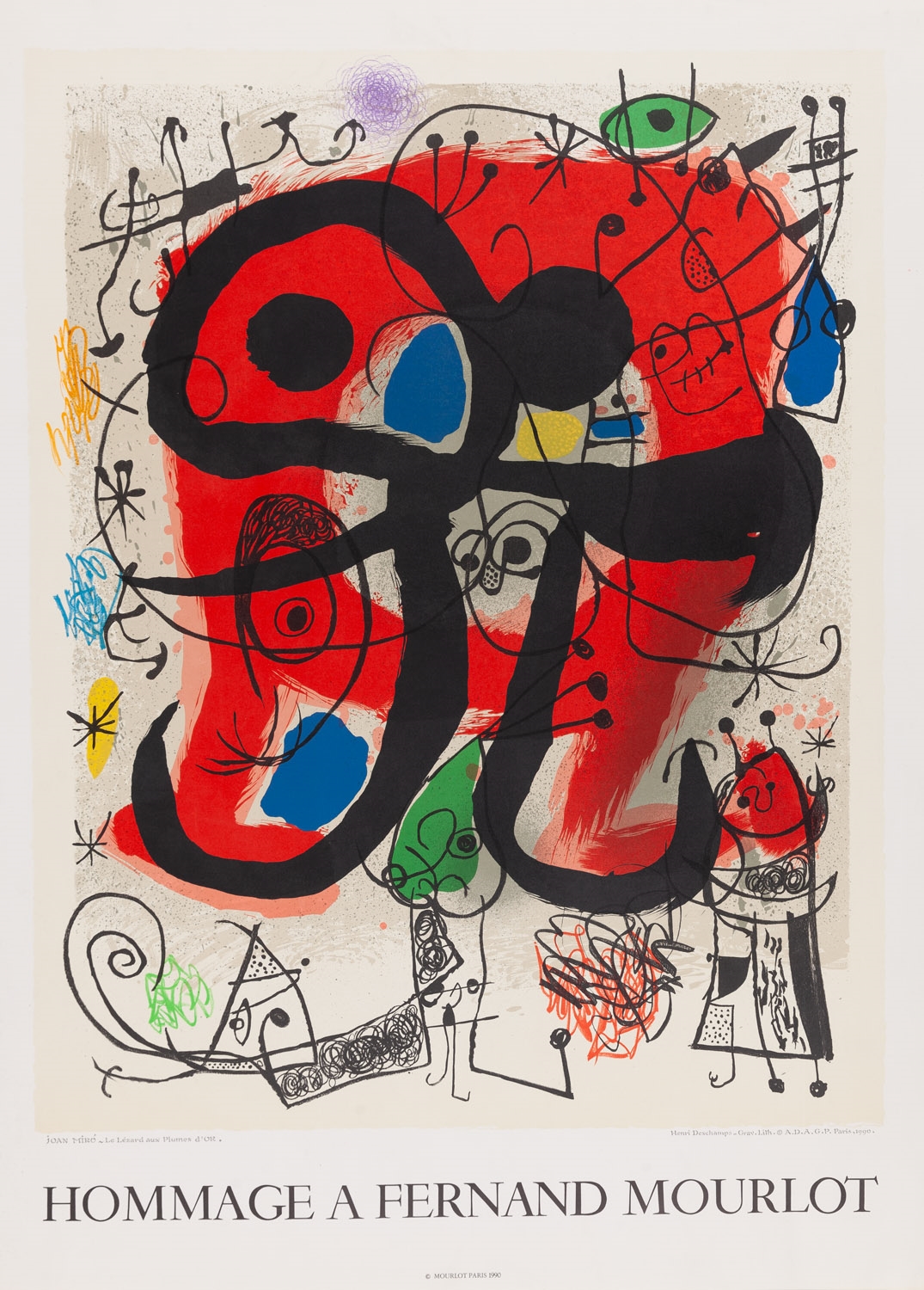 Lithographie Joan Mirò Signée Mourlot Paris 1976 - Originale - Oeuvre D'art