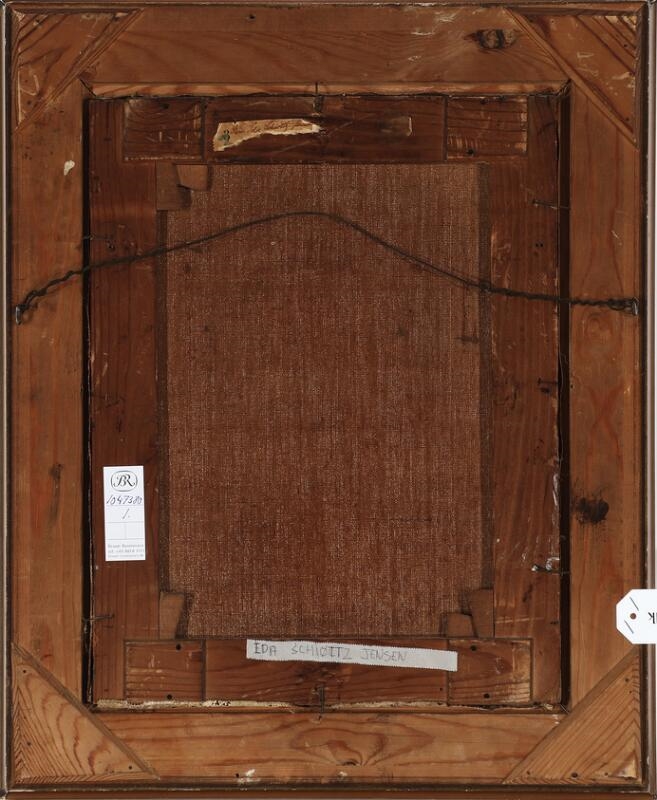 Artwork by Ida Schiøttz Jensen, Interior with an old woman writing a letter, Made of Oil on canvas