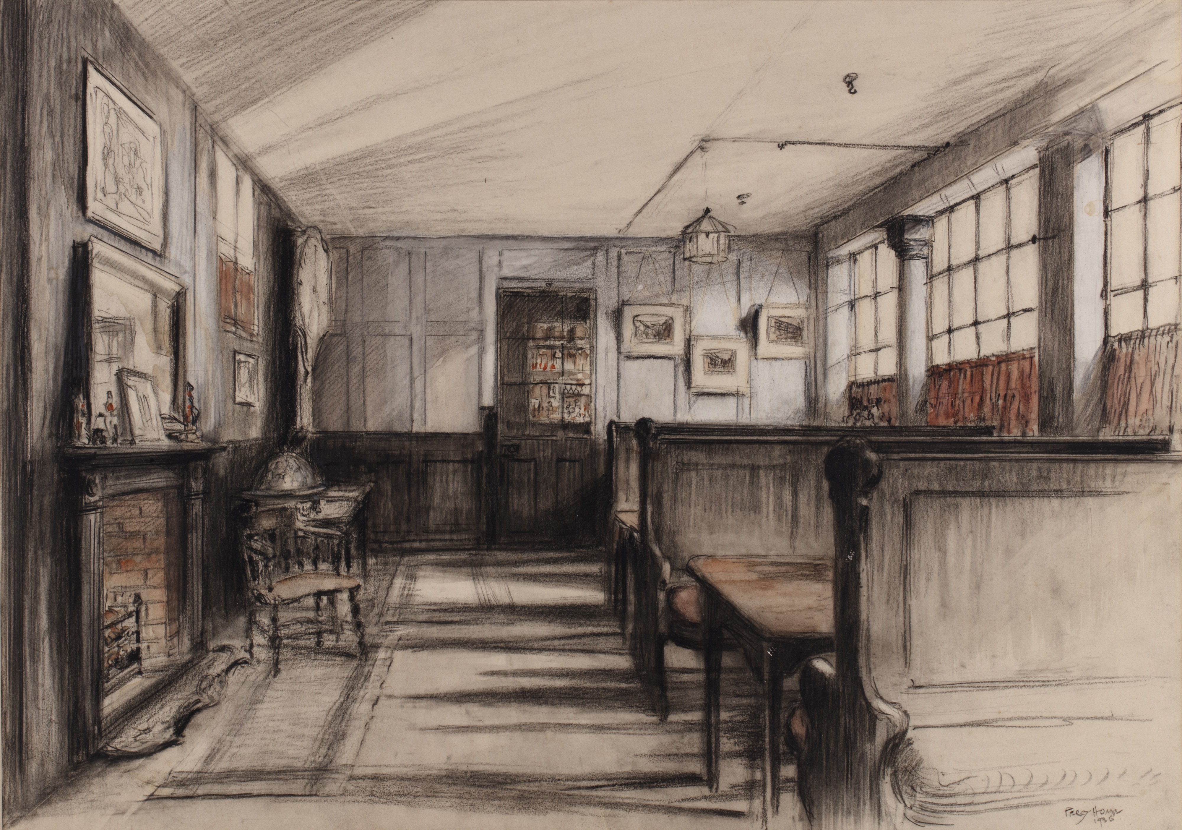 Artwork by Percy Home, Interior of The George Coaching Inn