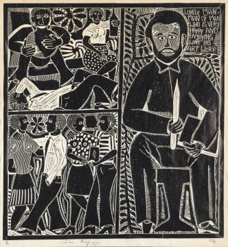 Lonely Man, Man of Man by John Ndevasia Muafangejo, dated 1974