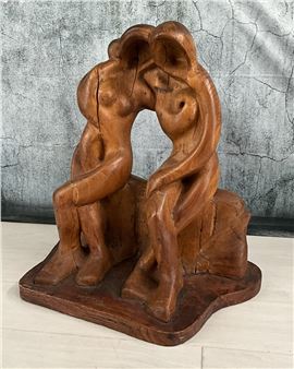 MODERNIST CARVED WOOD SCULPTURE - M. Coya
