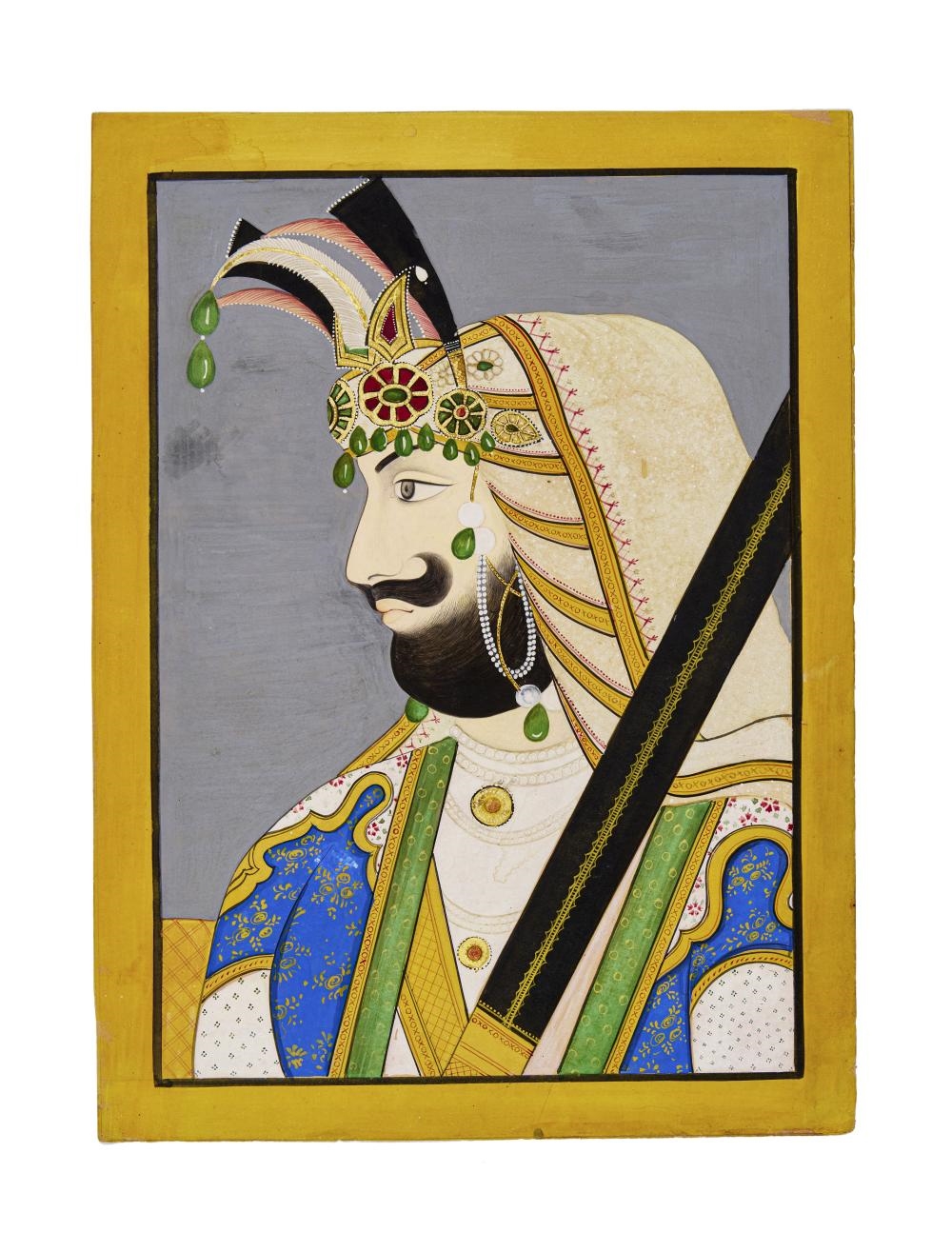 Punjab School, 19th Century | A BEJEWELLED SIKH PORTRAIT OF RAJA SHER ...
