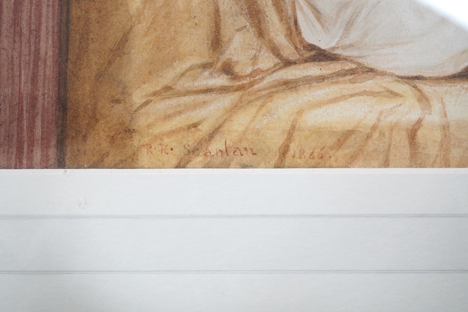 Artwork by Robert Scanlan, Reclining semi-nude woman, Made of watercolour