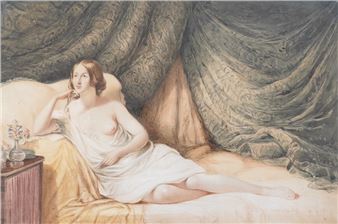 Reclining semi-nude woman - Robert Scanlan