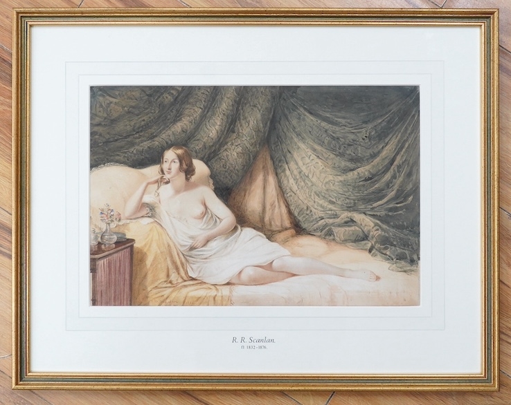 Artwork by Robert Scanlan, Reclining semi-nude woman, Made of watercolour