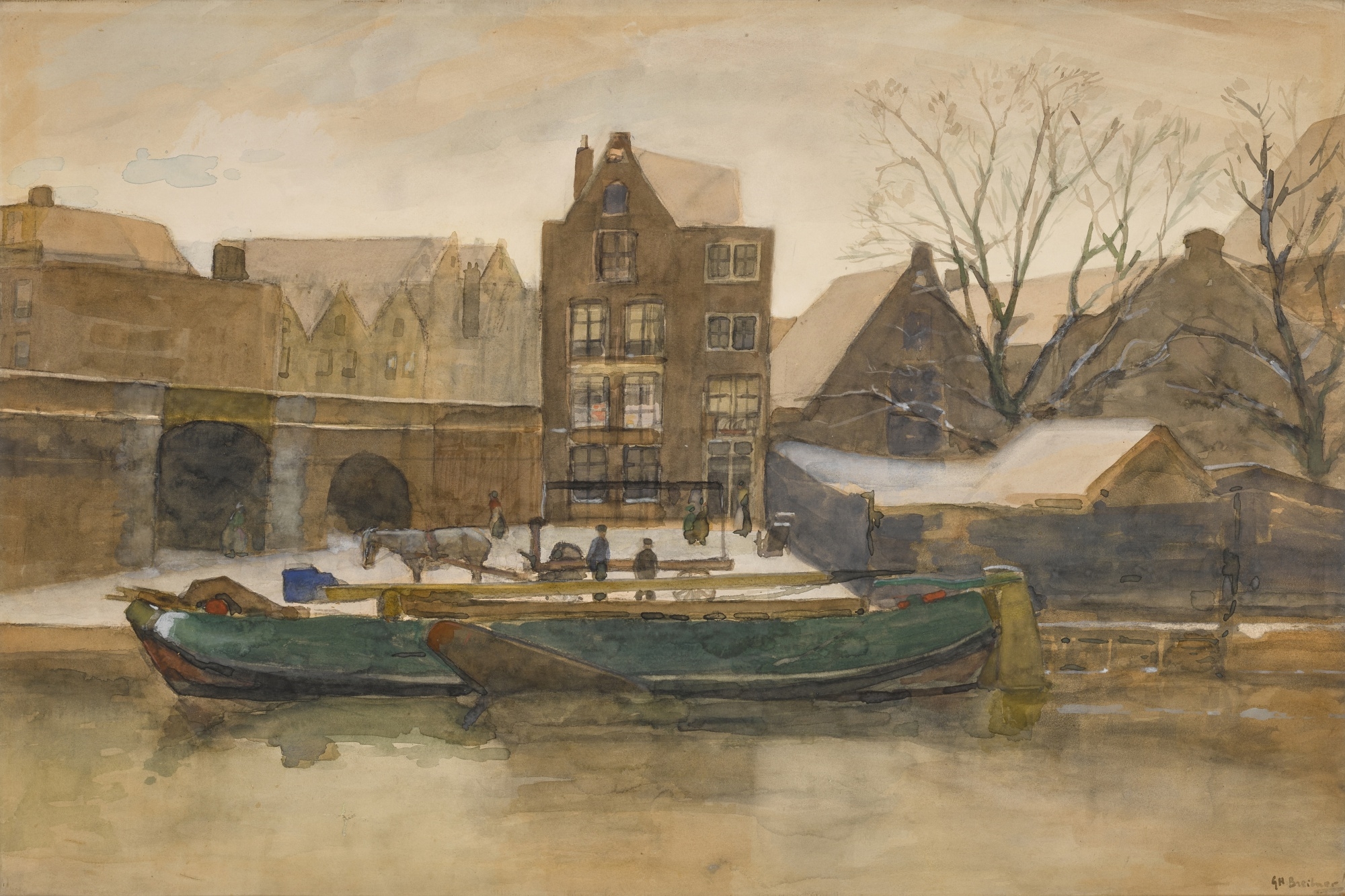 George Hendrik Breitner | Zomerregen: A polderlandscape in grey weather ...