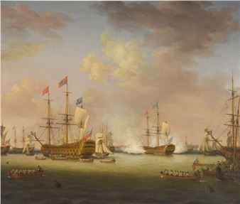 The review of the British fleet at Spithead by King George III, on board the flagship Barfleur, 24 June 1773 - Richard Paton