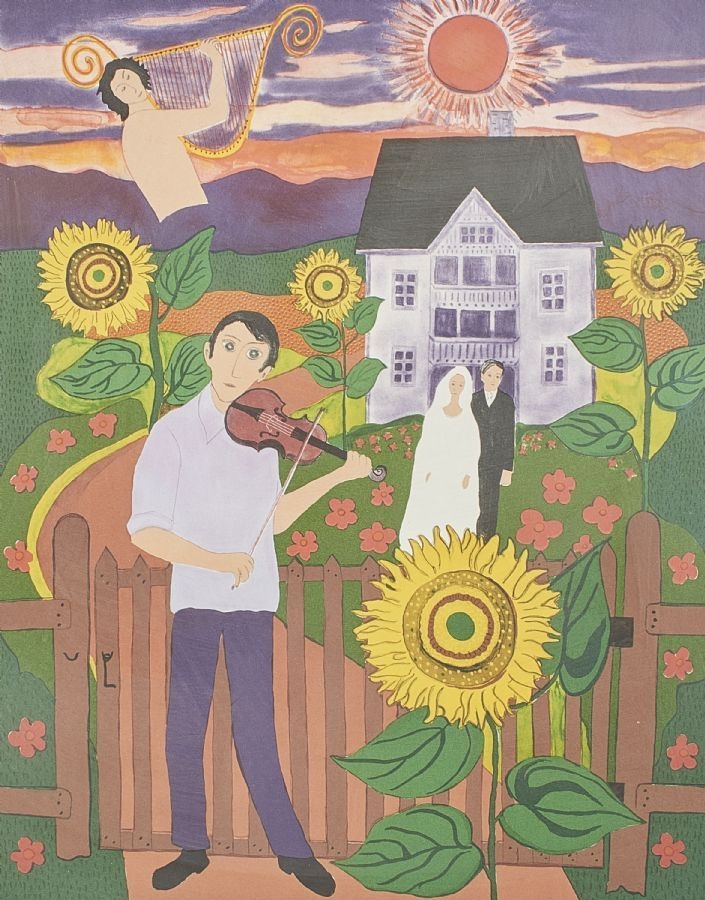 Artwork by Kejsar Calle Sunesson, Sweden. Brudpar. Signed, Made of Litograph in colors