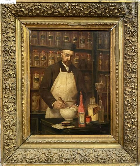 Le pharmacien by Alphonse Jules Debaene, 1895