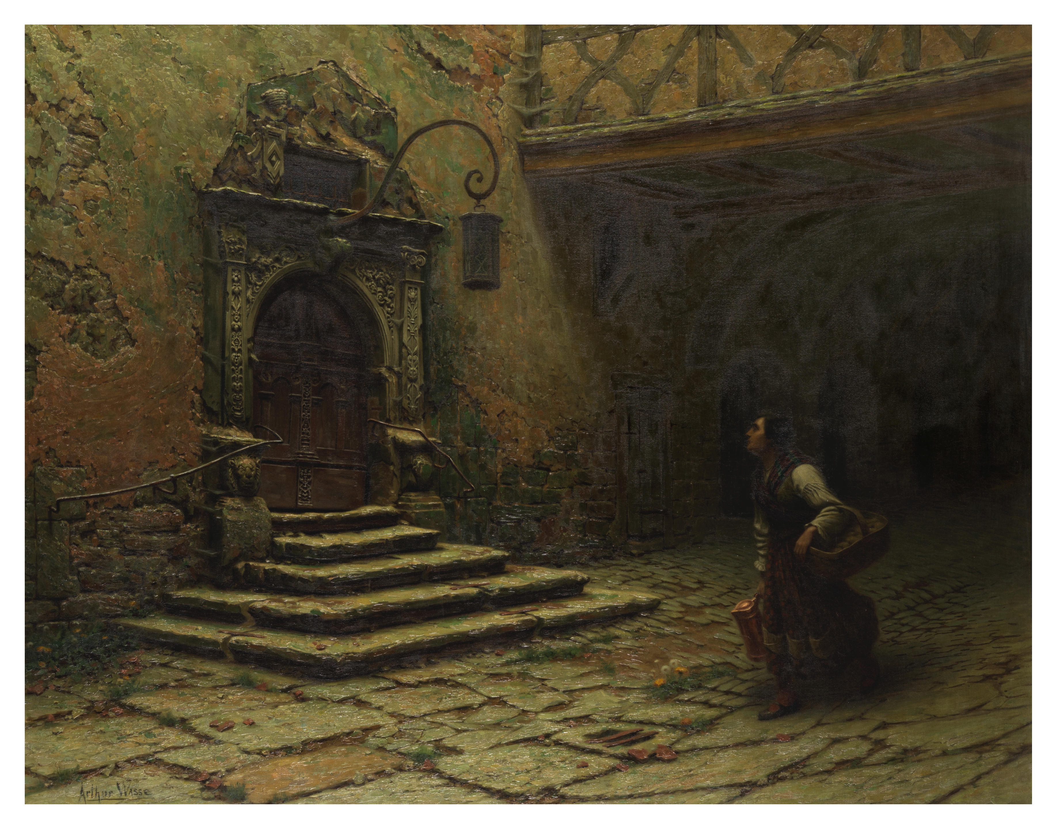 Arthur Wasse | Woman passing the Portal Rathaus, Rothenburg, Germany ...