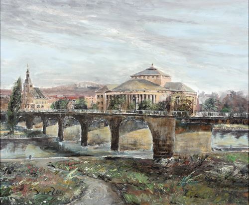 Saarbrücken: Blick auf das saarländische Staatstheater by Otto Harlos