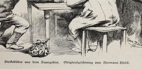 Artwork by Hermann Hirsch, Strikebilder aus dem Saargebiet, Made of wood engraving