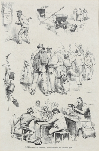 Artwork by Hermann Hirsch, Strikebilder aus dem Saargebiet, Made of wood engraving