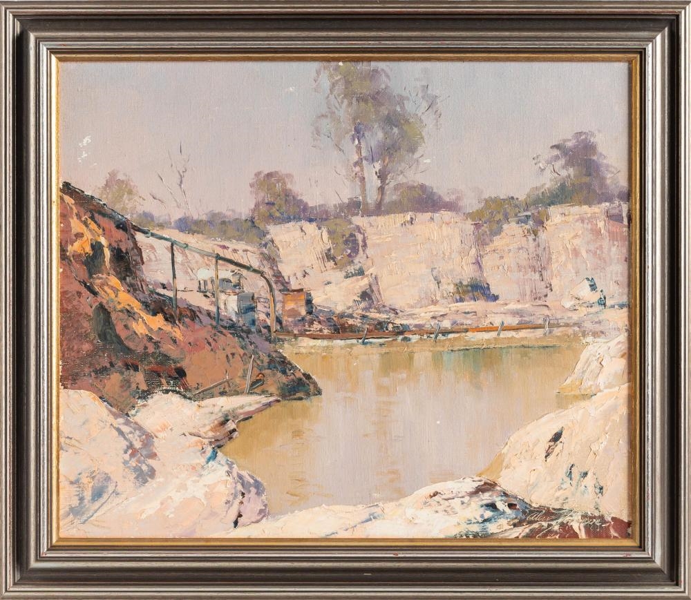 Artwork by Alan Robert Colquhoun Grieve, Disused quarry at Hill End in NSW, Made of oil on board