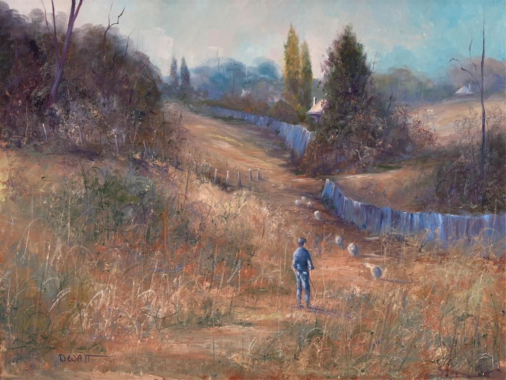 Artwork by Derek Watt, End of the Day, Made of oil on canvas board