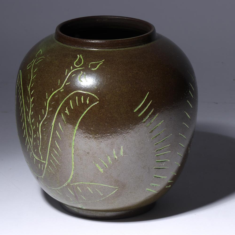 Edwin & Mary Scheier | Edwin and Mary Scheier pottery vase with incised ...