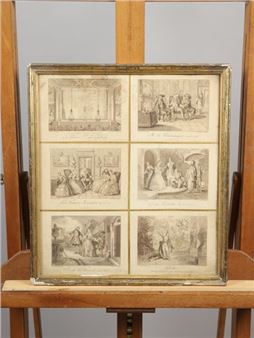 6 etchings on the theme of theater: A la librairie Veuve L - Tiburce de Mare