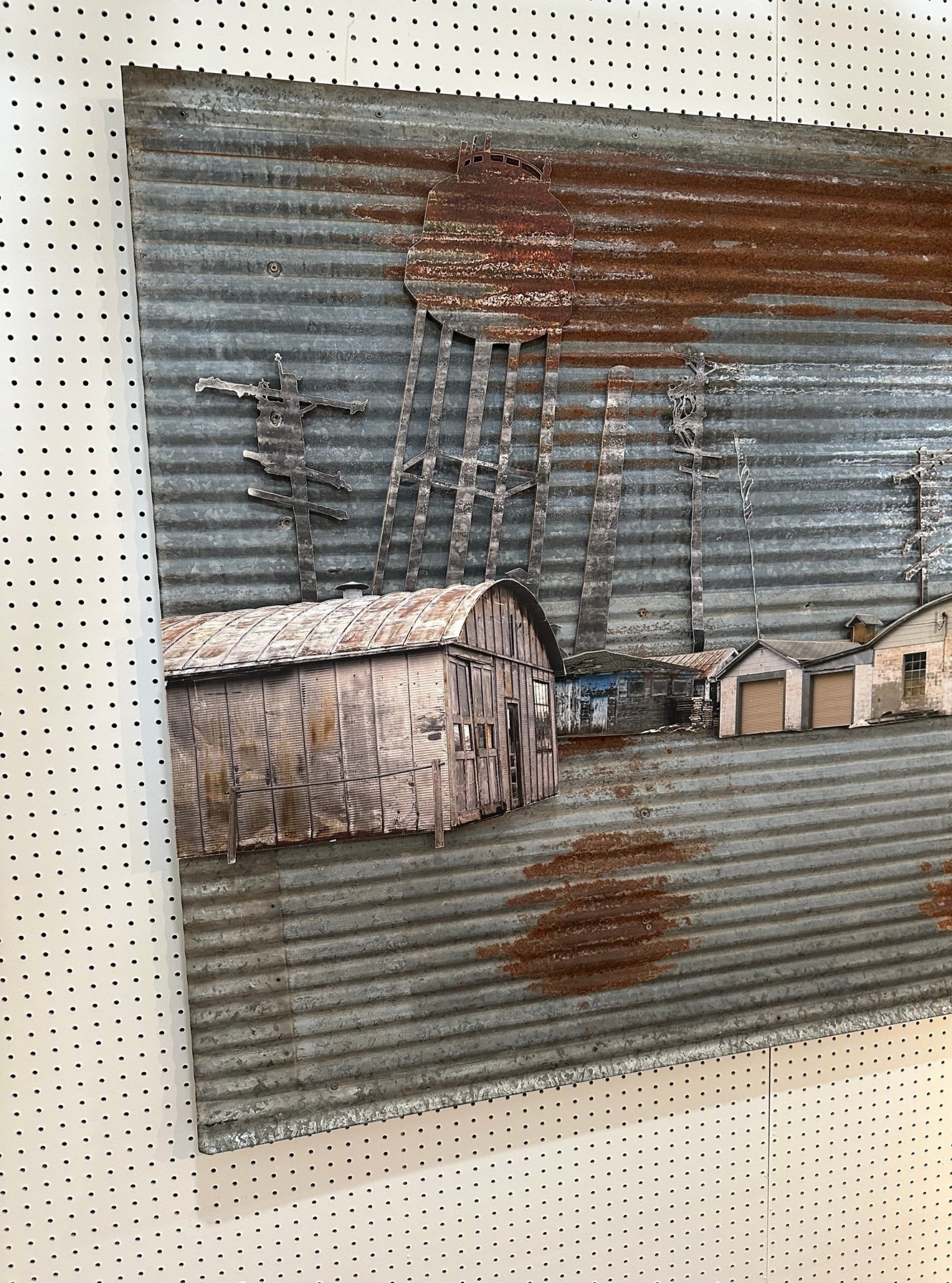 Artwork by Paul Kjelland, Wall Size PAUL KJELLAND Folk Art Metal Mixed Media, Made of prints, corrugated