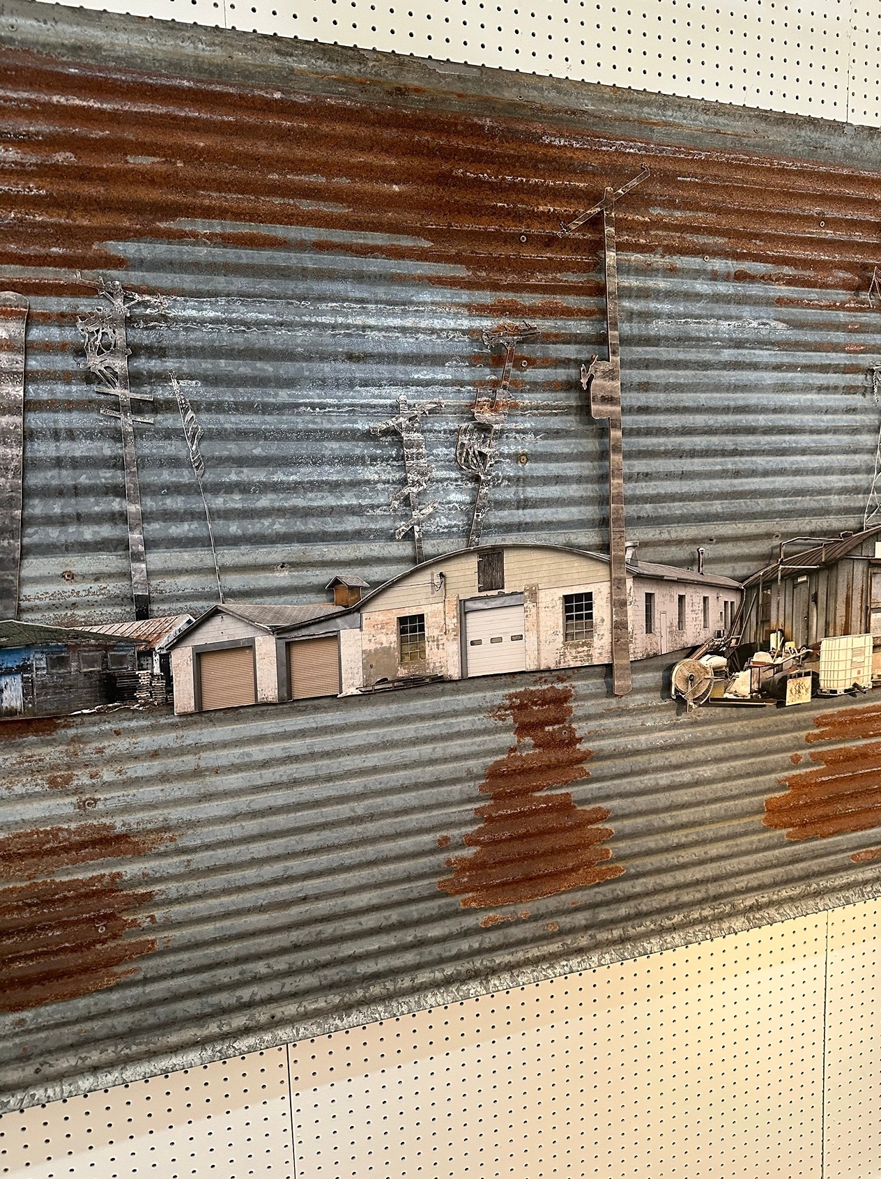 Artwork by Paul Kjelland, Wall Size PAUL KJELLAND Folk Art Metal Mixed Media, Made of prints, corrugated