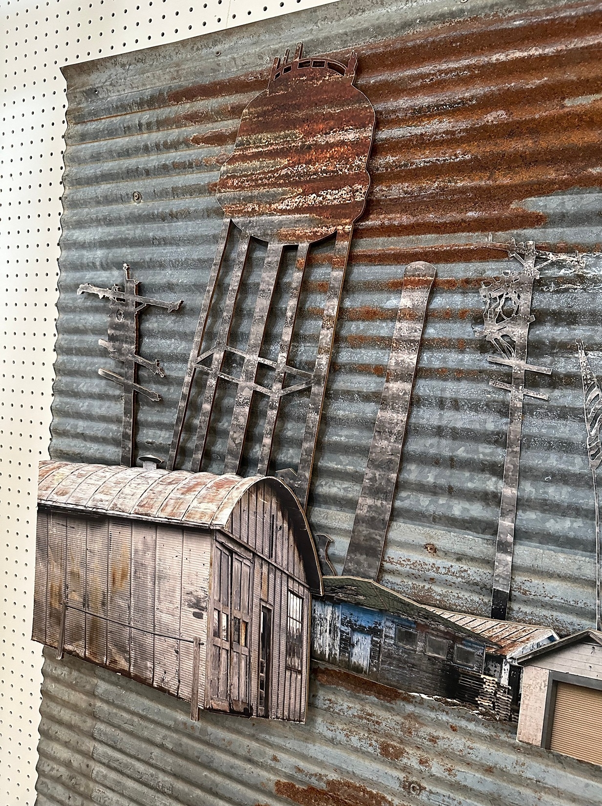 Artwork by Paul Kjelland, Wall Size PAUL KJELLAND Folk Art Metal Mixed Media, Made of prints, corrugated