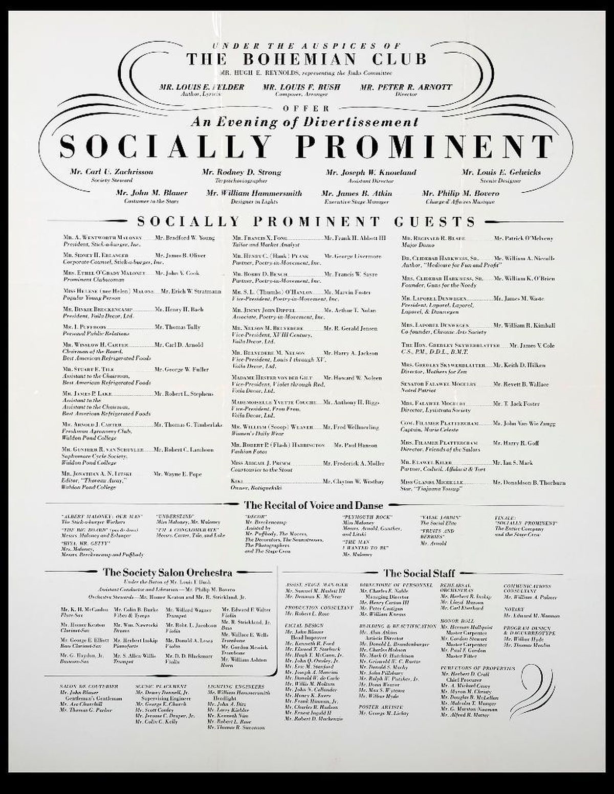 Artwork by Thomas Moulin, Socially Prominent, Bohemian Club 1971 Poster, Made of daguerreotype