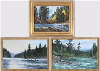 Group of (3) Fishing Scenes - Roger Cruwys