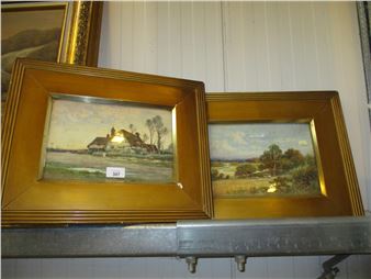 Pair of Watercolours of a Cottage and a Landscape - Sophia Sinclair