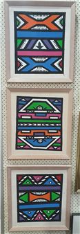 NDEBELE SCHOOL (South African 20th century) x 3 - Leah Masanabo