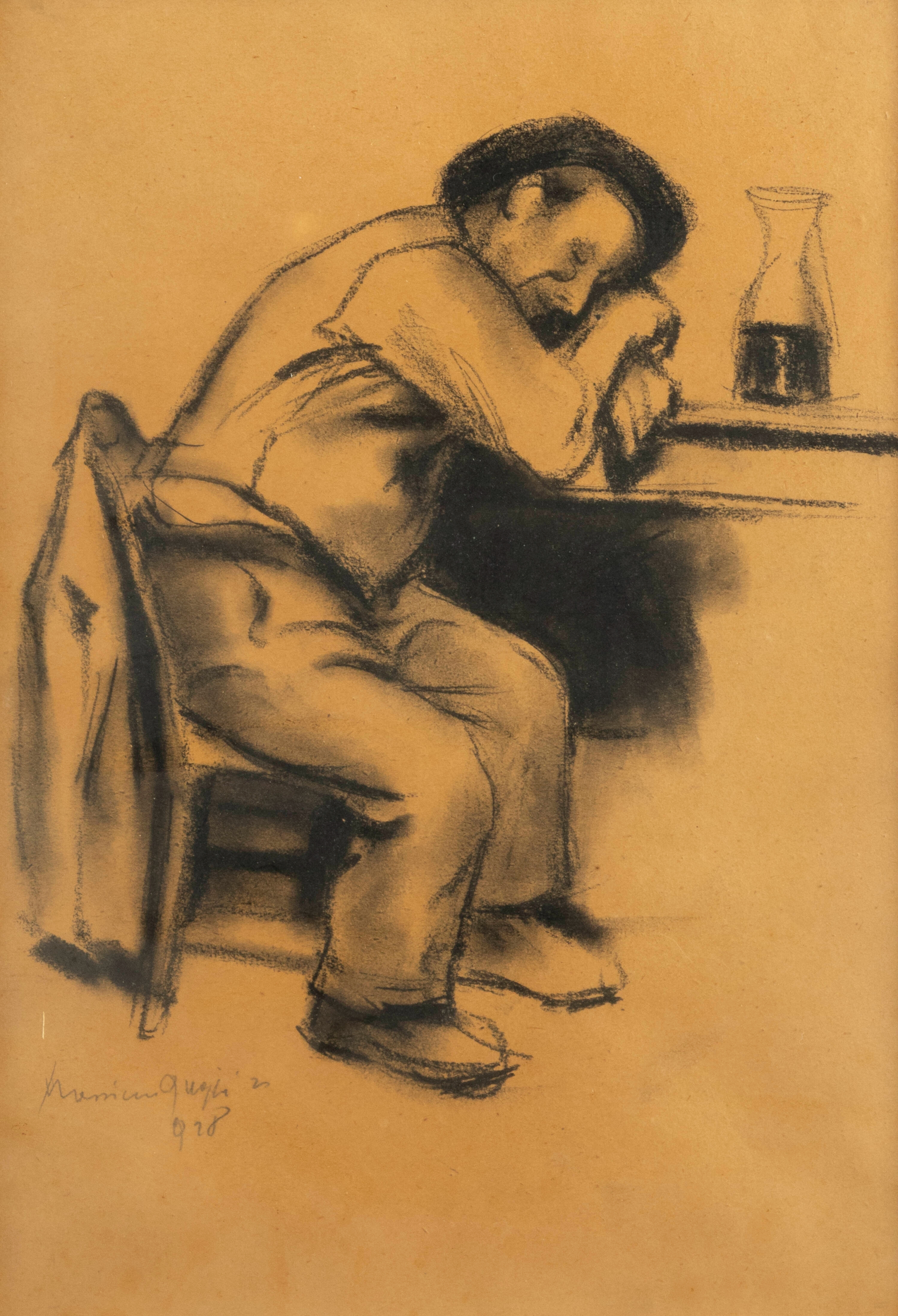 Artwork by Massimo Quaglino, Ebrezza, Made of charcoal on paper